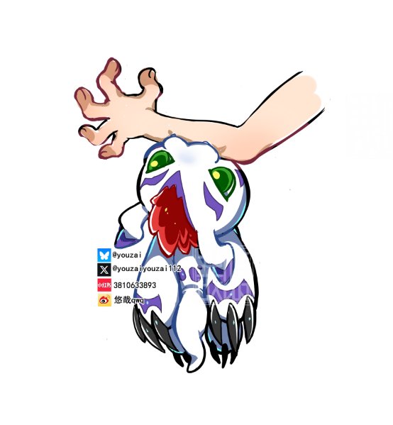 artist_name, biting, bluesky_logo, bluesky_username, claws, digimon, digimon_(creature), disembodied_hand
