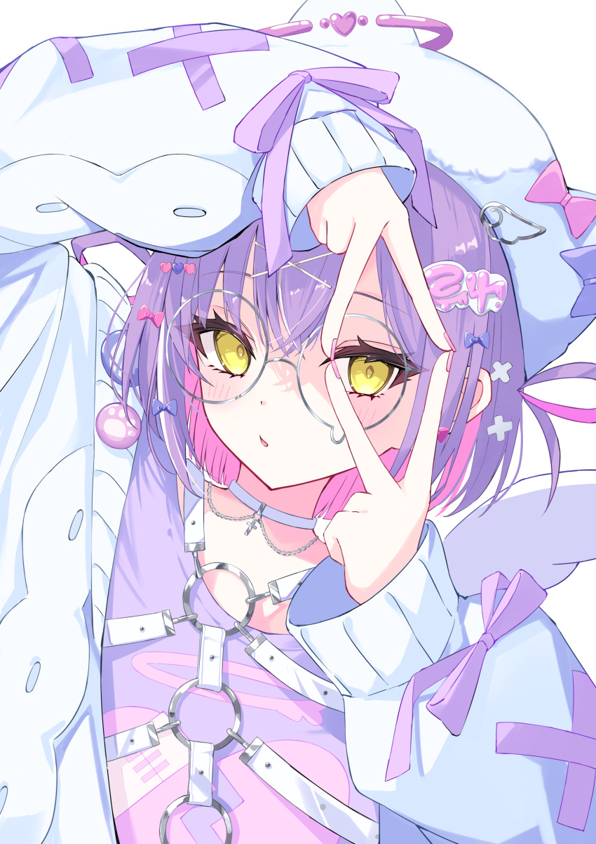 1girl, absurdres, animal_hat, blush, cardigan, cat_hat, chest_harness, commentary