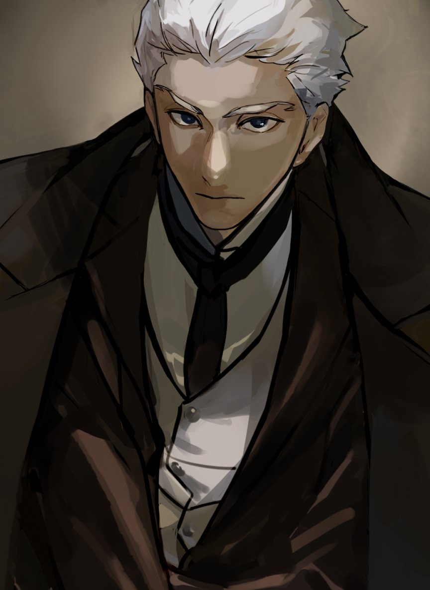 1boy, archer_(fate), black_necktie, crimo, fate/stay_night, fate_(series), grey_eyes, jacket