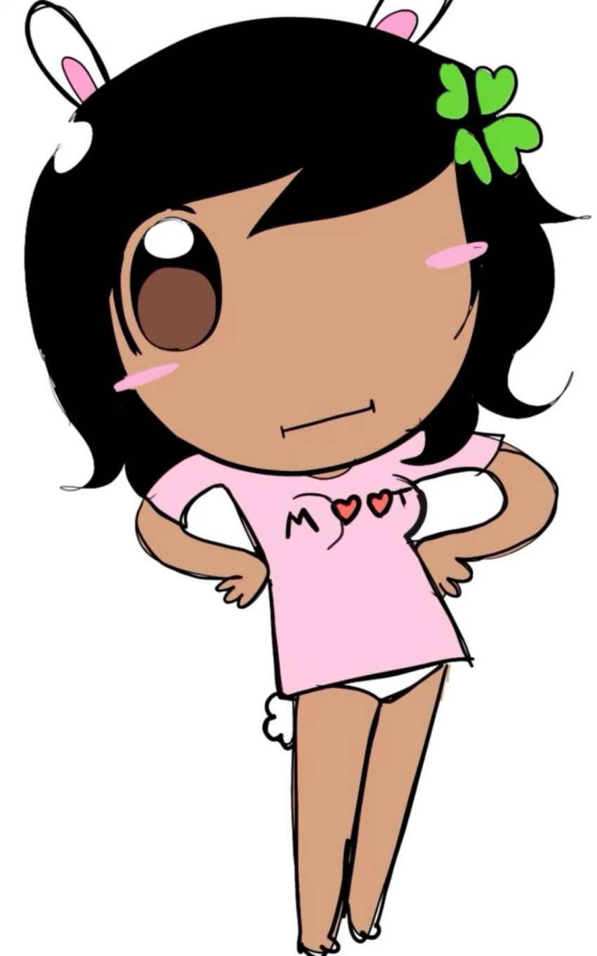 4chan, animal_ears, black_hair, blush, blush_stickers, breasts, brown_eyes, canihavepromo