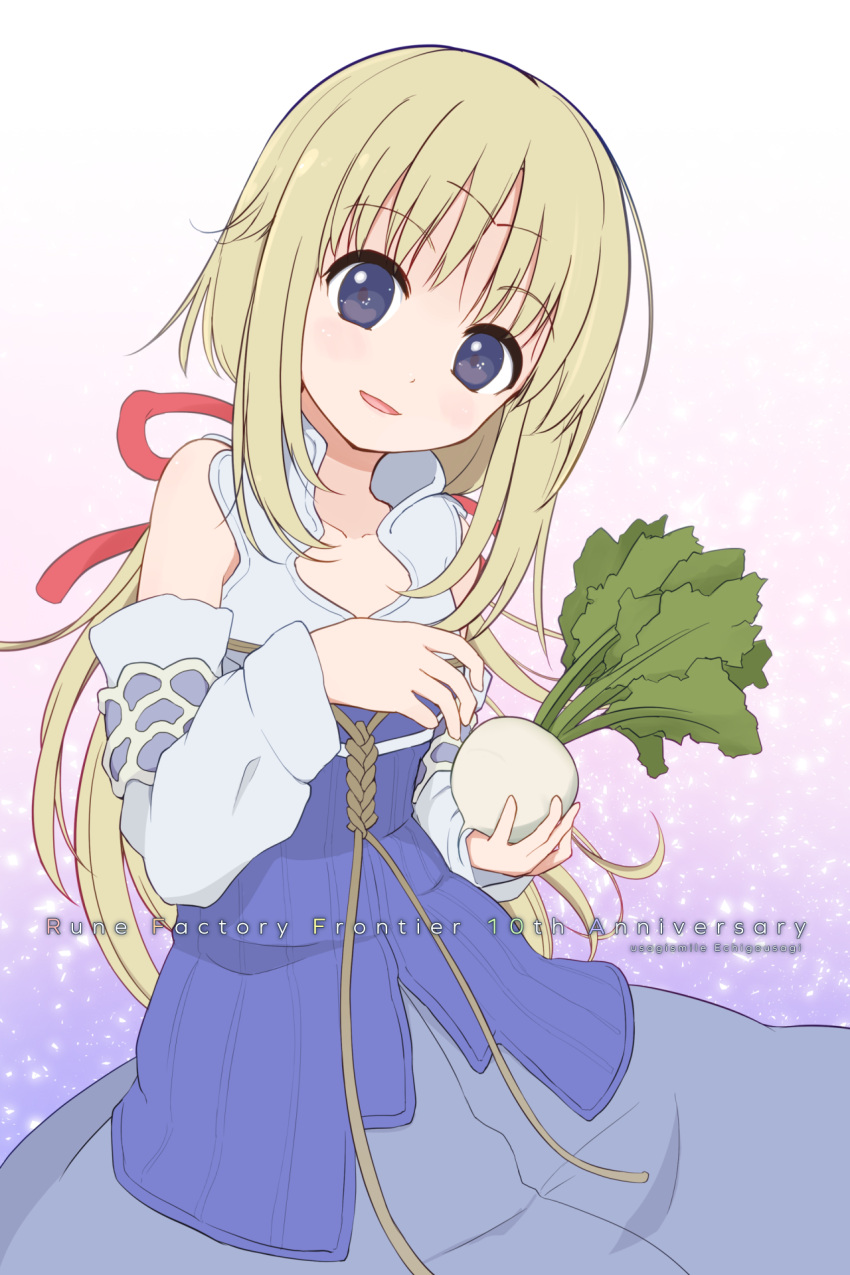 1girl, anniversary, blue_dress, blue_eyes, collarbone, dress, echigousagi, food