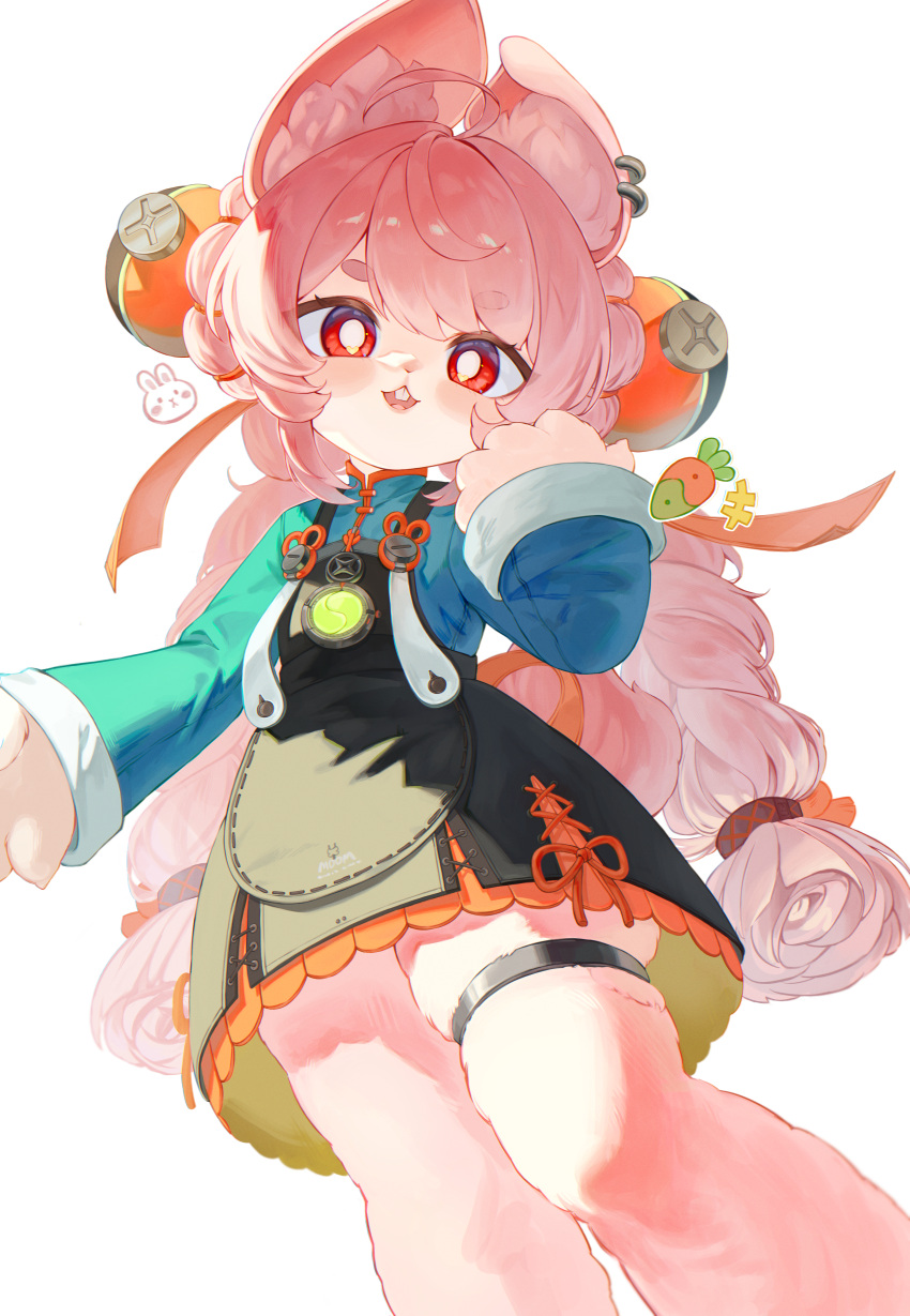 1girl, absurdres, ahoge, animal_ear_fluff, animal_ears, black_skirt, blue_shirt, blush