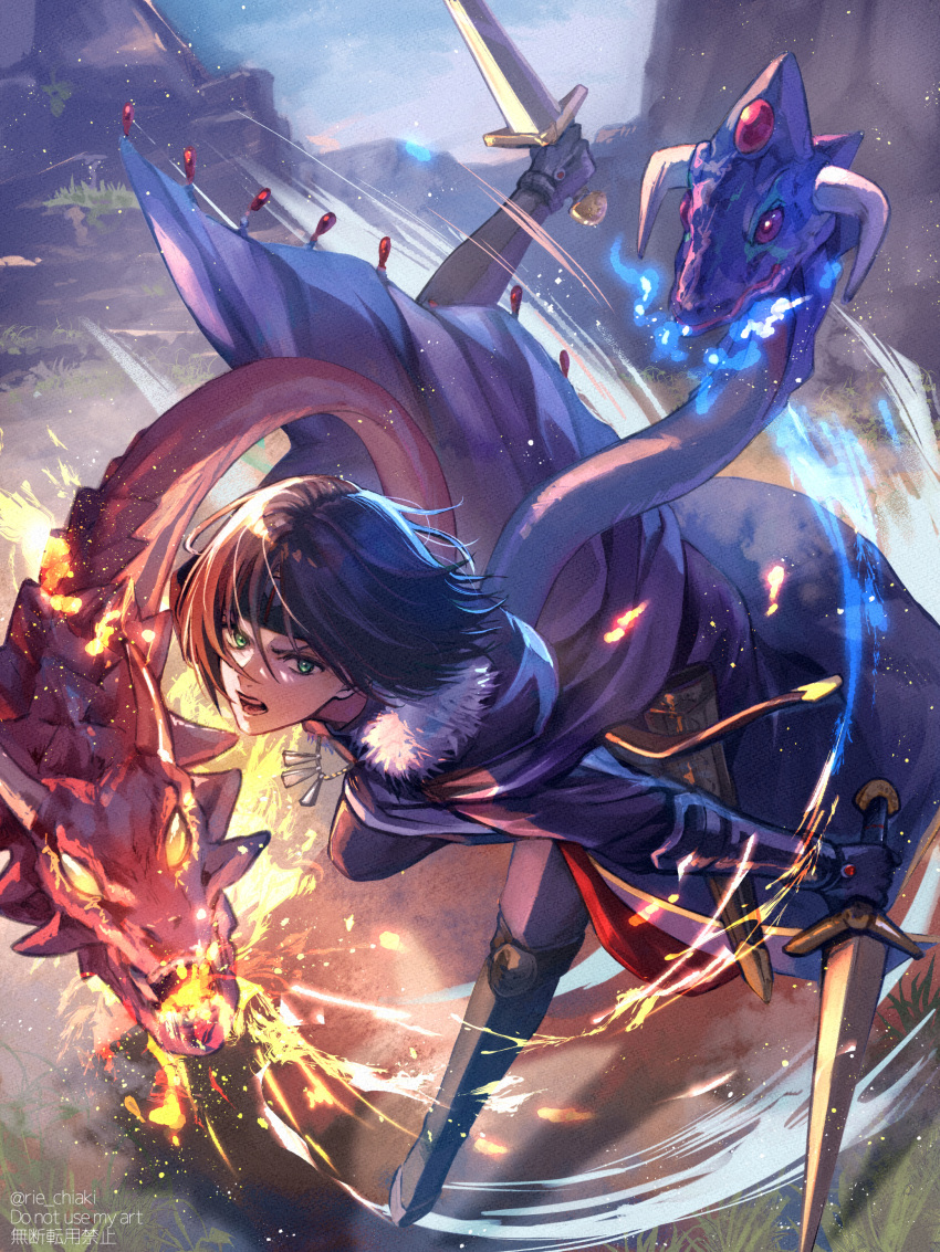 1boy, absurdres, arm_up, ashton_anchors, boots, brown_boots, brown_hair, brown_shoes