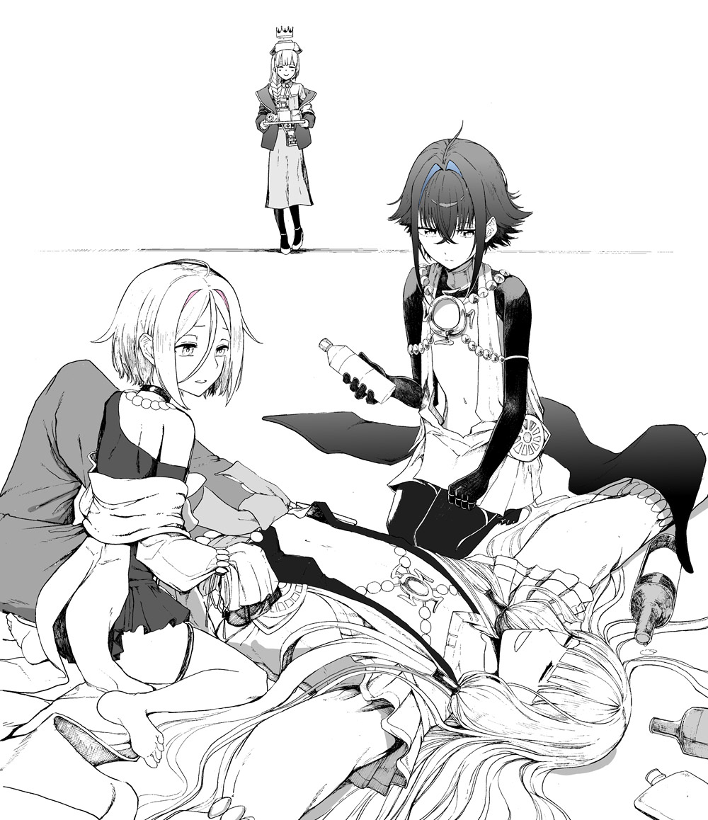 1boy, 1girl, 2others, androgynous, choker, dove_(fate), fate/grand_order, fate_(series)