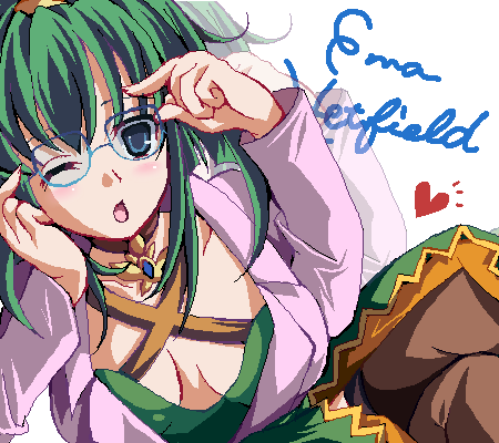 adjusting_glasses, blue_eyes, breasts, brown_legwear, chin_rest, choker, cleavage, crossed_legs