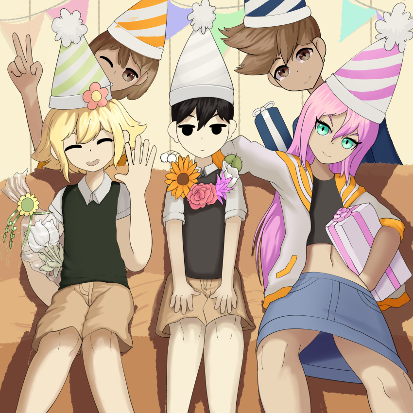 1girl, absurdres, aubrey_(faraway)_(omori), aubrey_(omori), basil_(faraway)_(omori), basil_(omori), couch, elecmaw