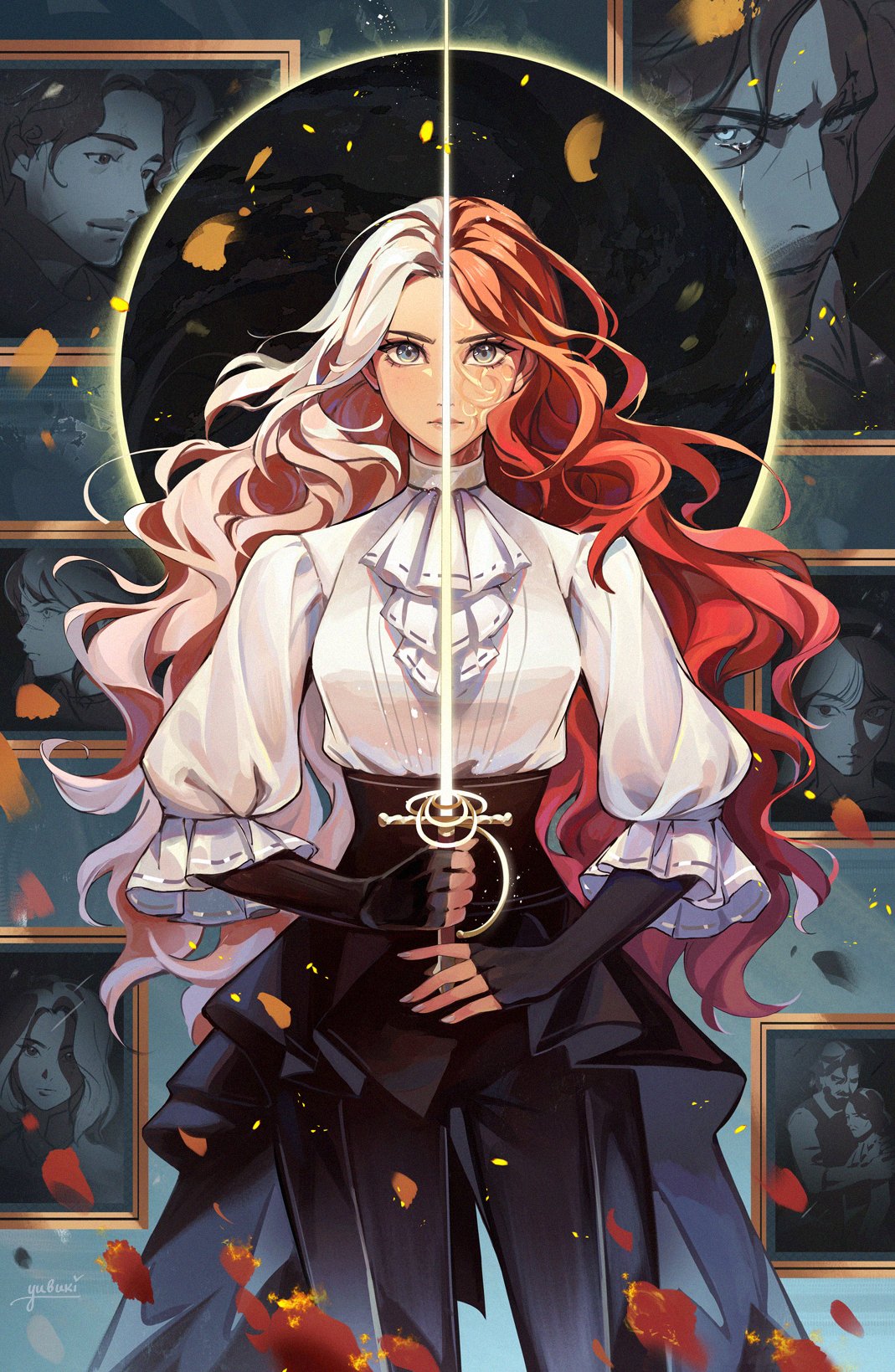 1girl, ascot, black_gloves, black_pants, character_request, check_character, clair_obscur:_expedition_33, closed_mouth