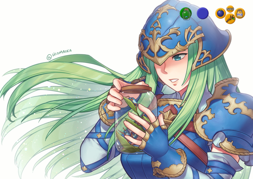1girl, armor, blue_armor, breastplate, commission, fire_emblem, fire_emblem:_radiant_dawn, green_eyes
