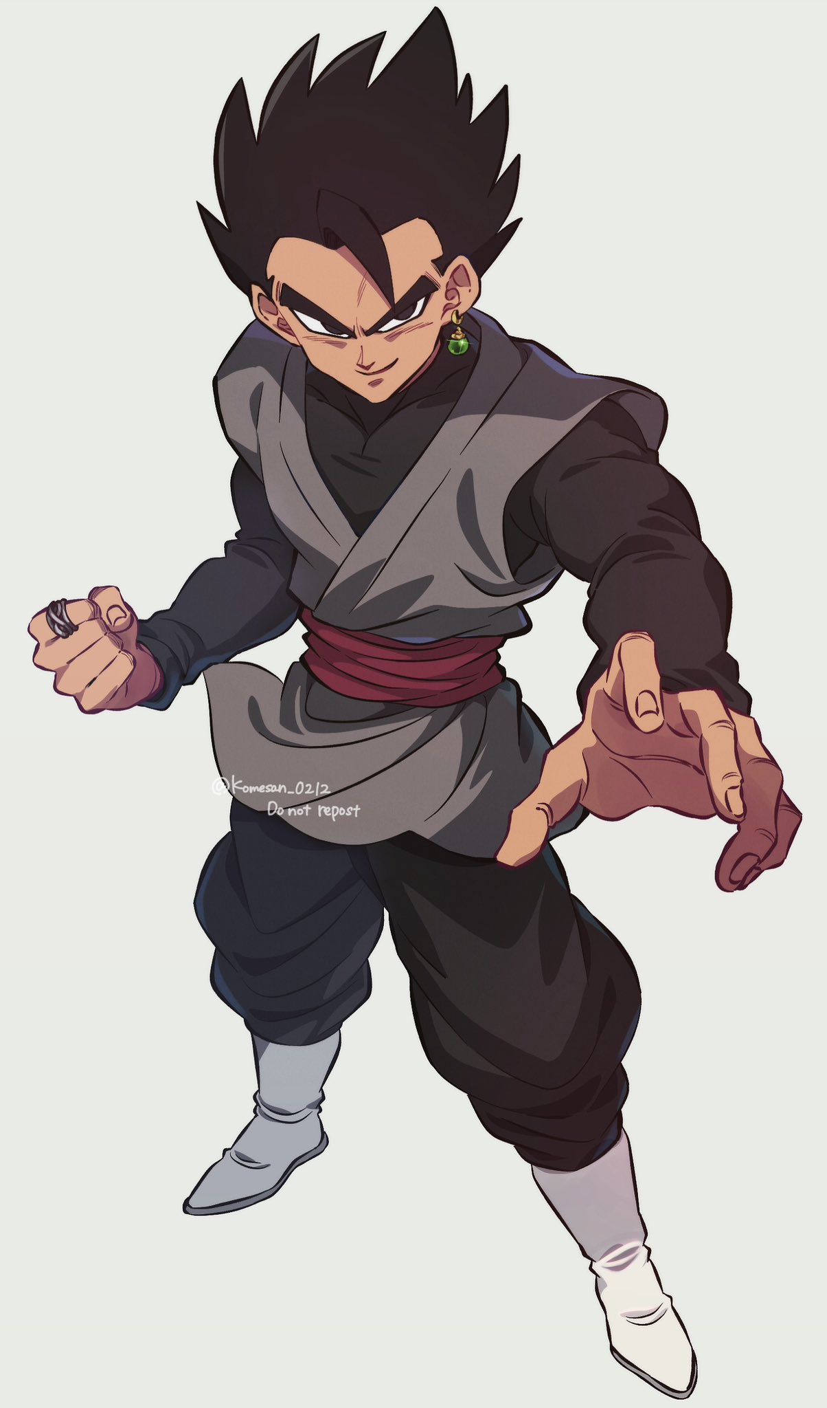 1boy, black_eyes, black_hair, black_pants, black_shirt, boots, dougi, dragon_ball