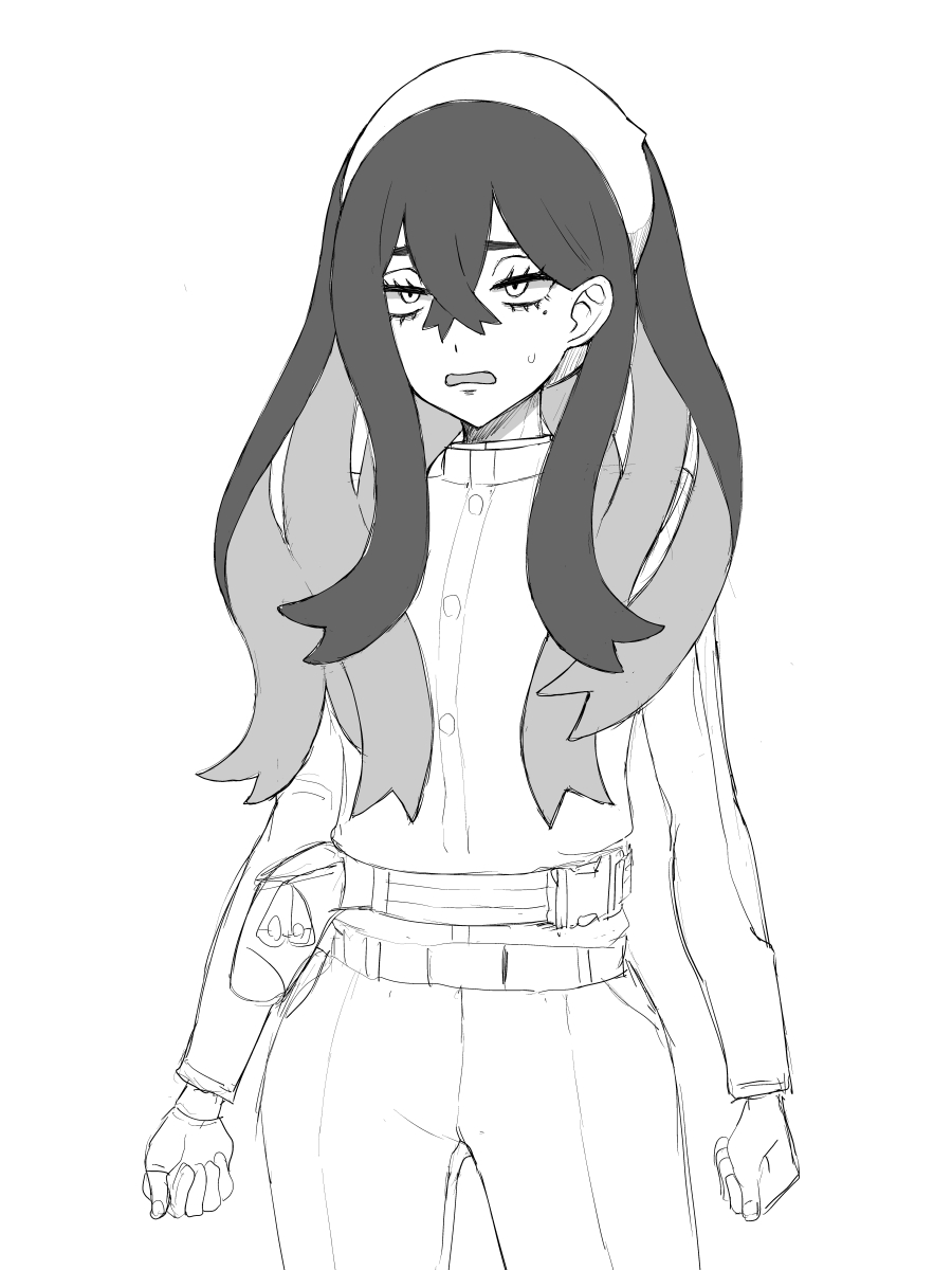 1girl, belt, buttons, carmine_(pokemon), colored_inner_hair, commentary_request, cowboy_shot, crossed_bangs