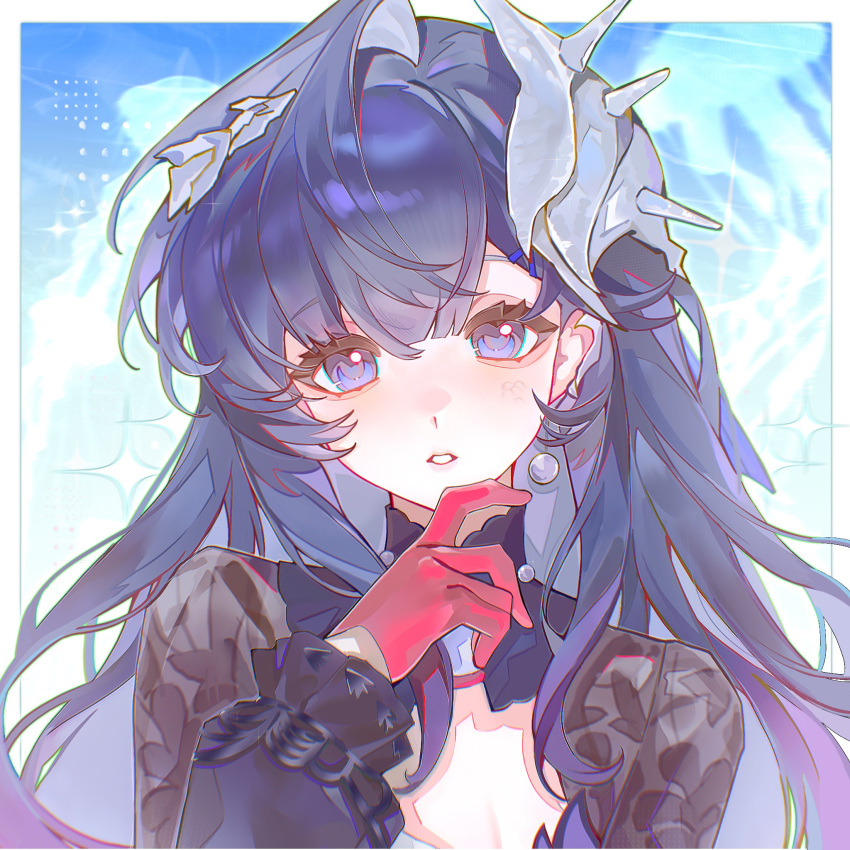 1girl, blue_eyes, earrings, gloves, hair_ornament, highres, honkai:_star_rail, honkai_(series)