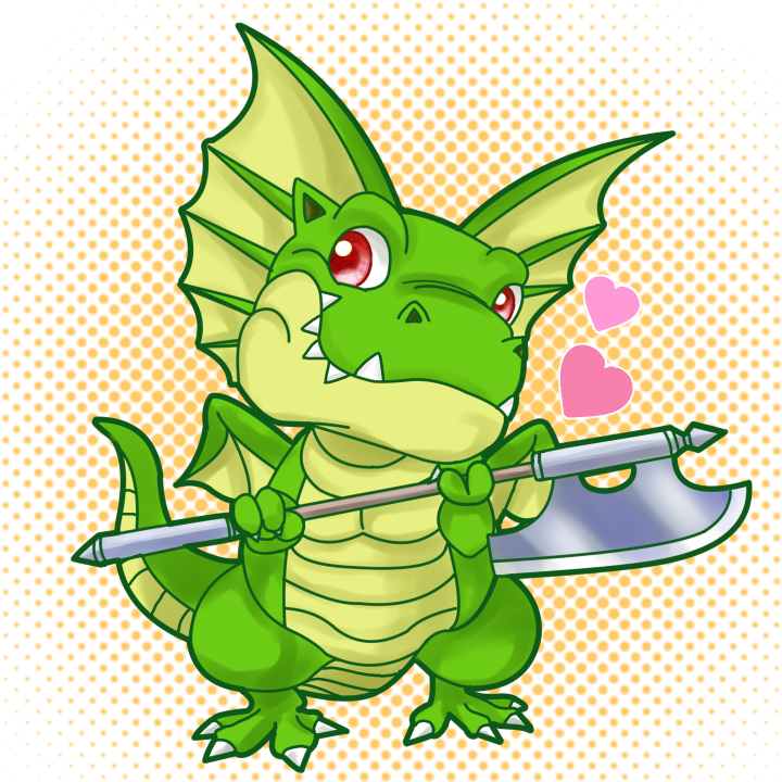 chibi, chibi_only, colored_skin, commentary_request, creature, creature_focus, dinosaur, dragon_quest