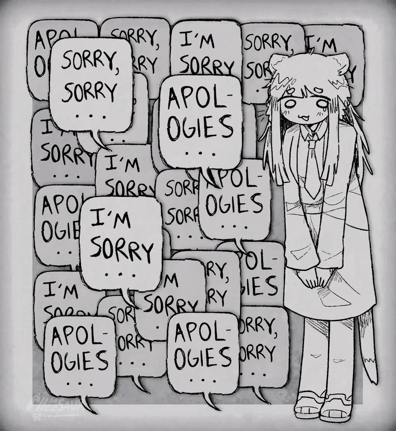 1girl, :3, alleesaur, animal_ears, animated, animated_gif, apologizing, blinking