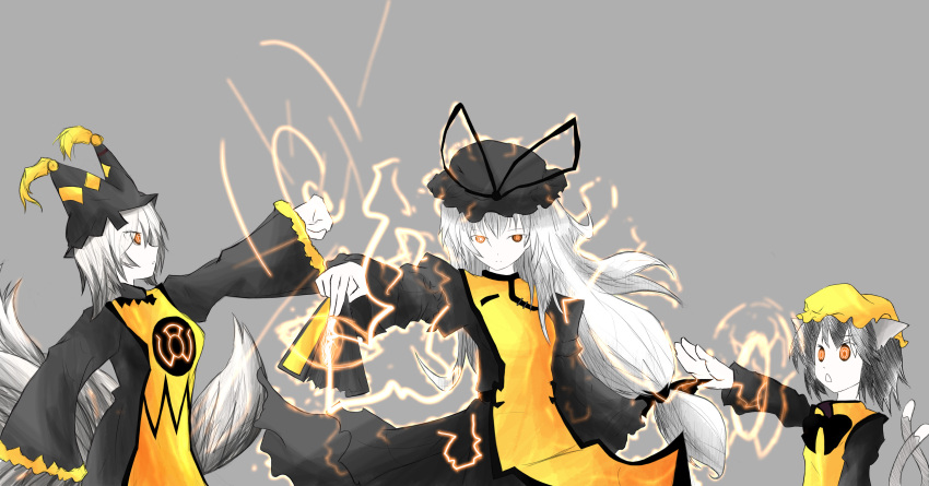 absurdres, alternate_color, animal_ears, bust, cat_ears, cat_tail, chen, crossover