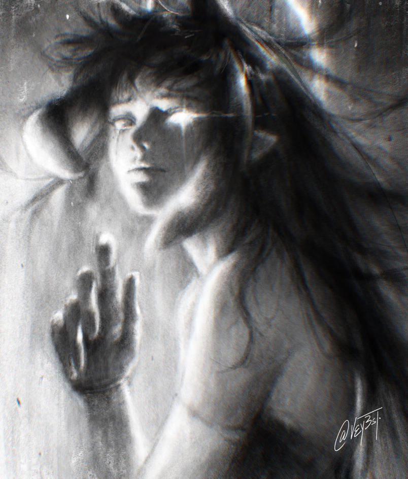 1girl, closed_mouth, greyscale, halo, hololive, hololive_english, looking_at_viewer, monochrome