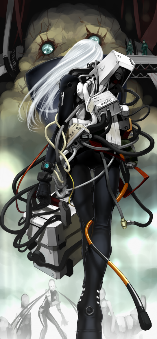 blame!, bodysuit, cable, cibo, cyberpunk, cyborg, long_hair, monster