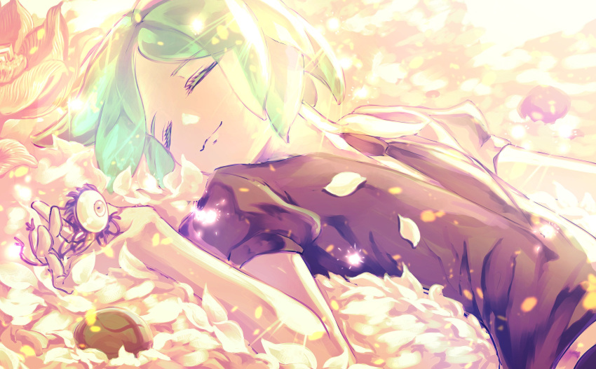 2others, absurdres, androgynous, black_necktie, closed_eyes, closed_mouth, colored_skin, gem_uniform_(houseki_no_kuni)