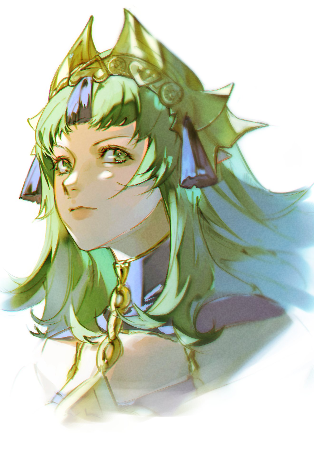 1girl, breasts, closed_mouth, dress, fire_emblem, fire_emblem:_fortune's_weave, green_eyes, green_hair