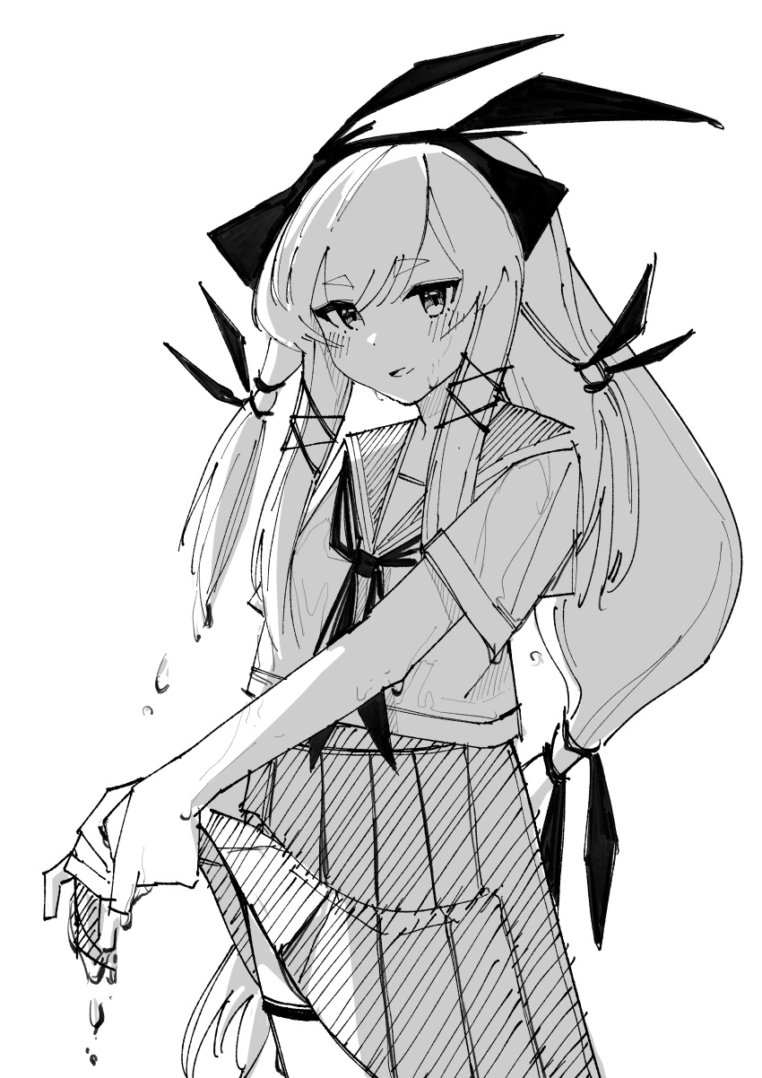 1girl, absurdres, alternate_costume, arknights, blush, hair_ornament, hair_ribbon, hairband