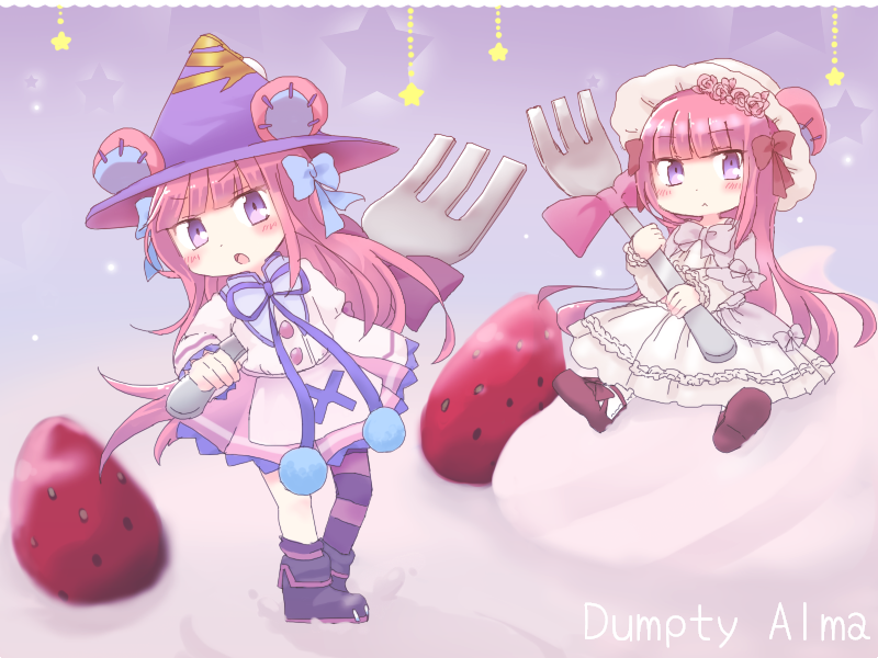 animal_ears, bear_ears, bear_girl, blue_ribbon, boots, character_name, dress, dual_persona