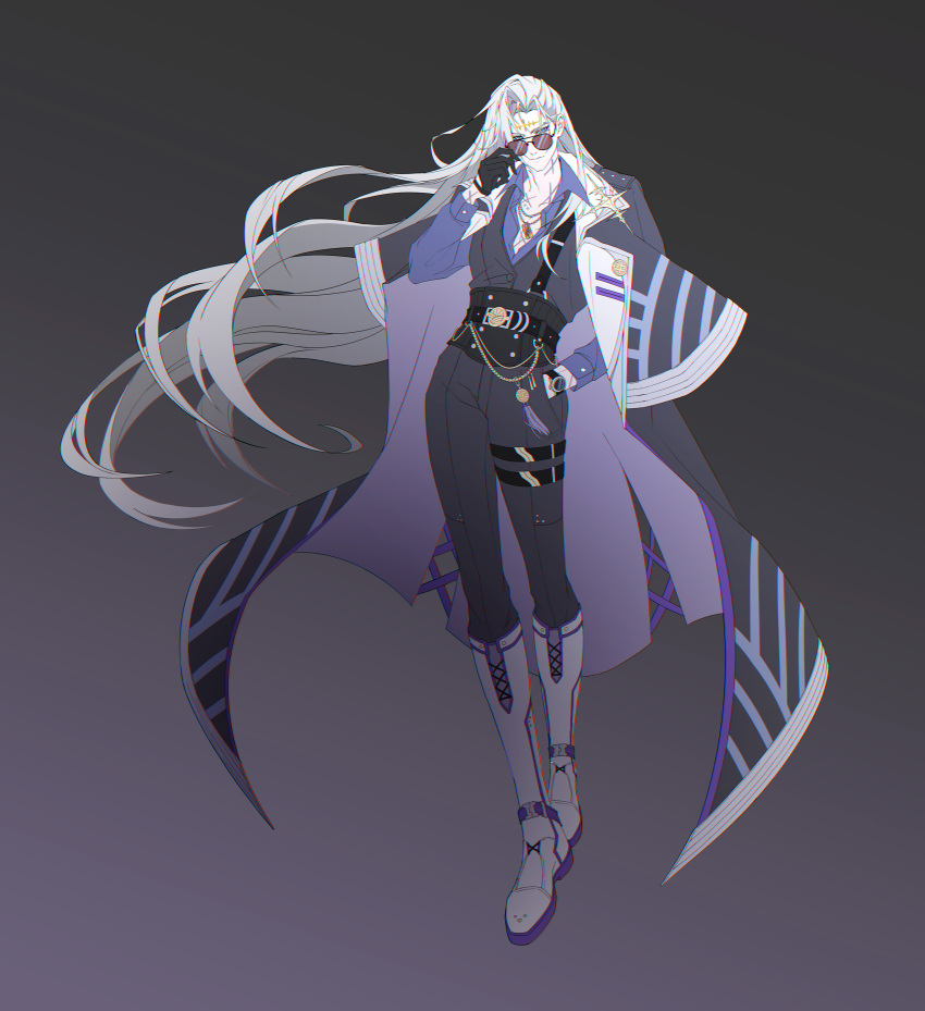 1boy, absurdres, black_gloves, blue_eyes, calcharo_(wuthering_waves), colored_eyelashes, crx_(croxx_sss), gloves