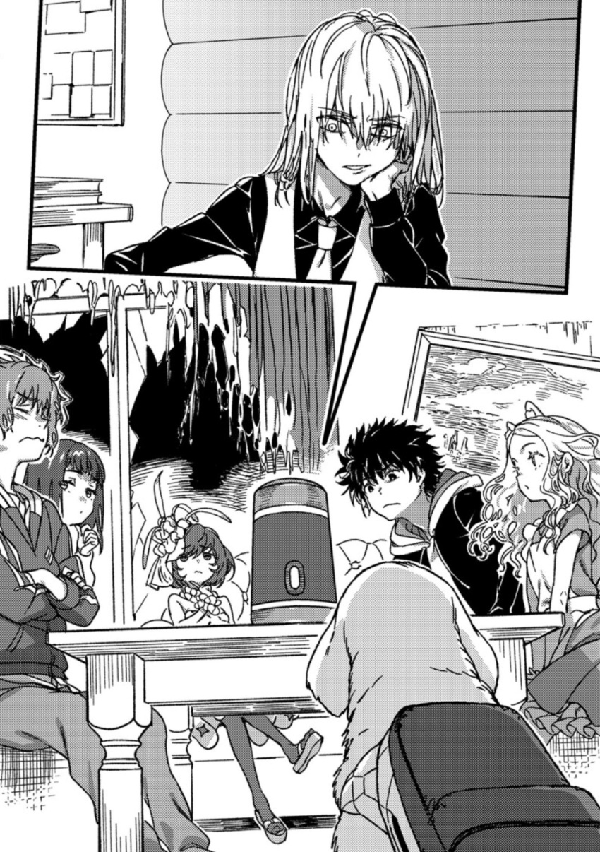 3boys, 3girls, accelerator_(toaru_majutsu_no_index), albino, alice_anotherbible, animal_ears, apron, backpack