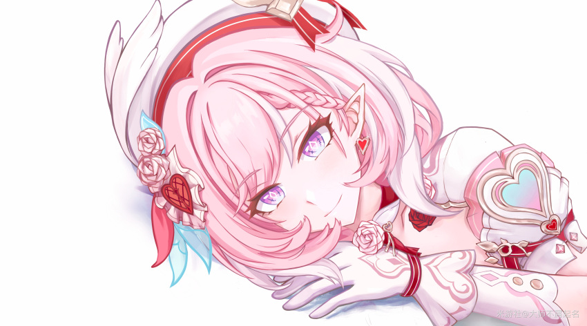 1girl, absurdres, chinese_commentary, commentary_request, earrings, elf, elysia_(hi_love_elf)_(honkai_impact), elysia_(honkai_impact)