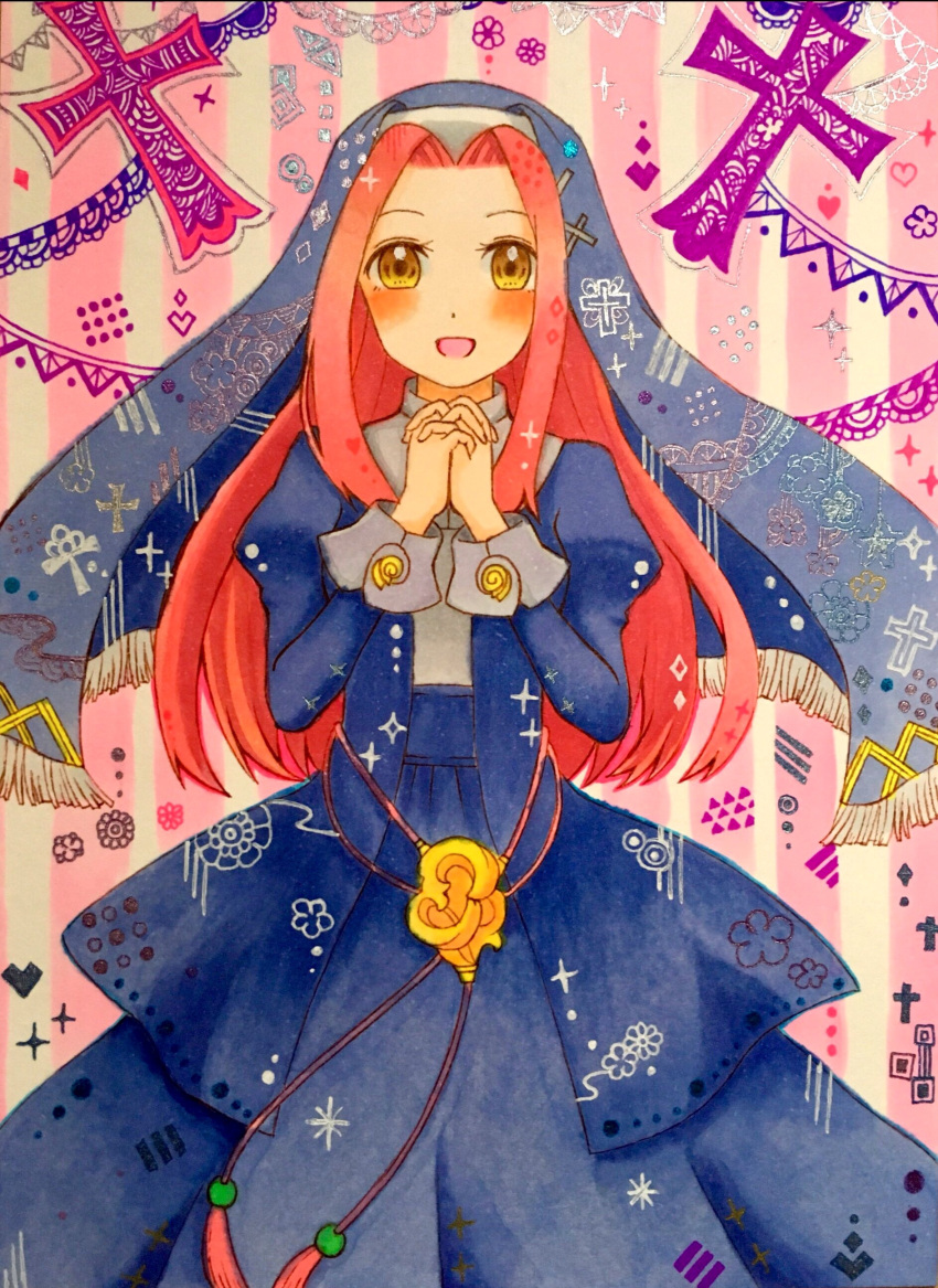 :d, absurdres, blush, cowboy_shot, cross, facing_viewer, heart, highres