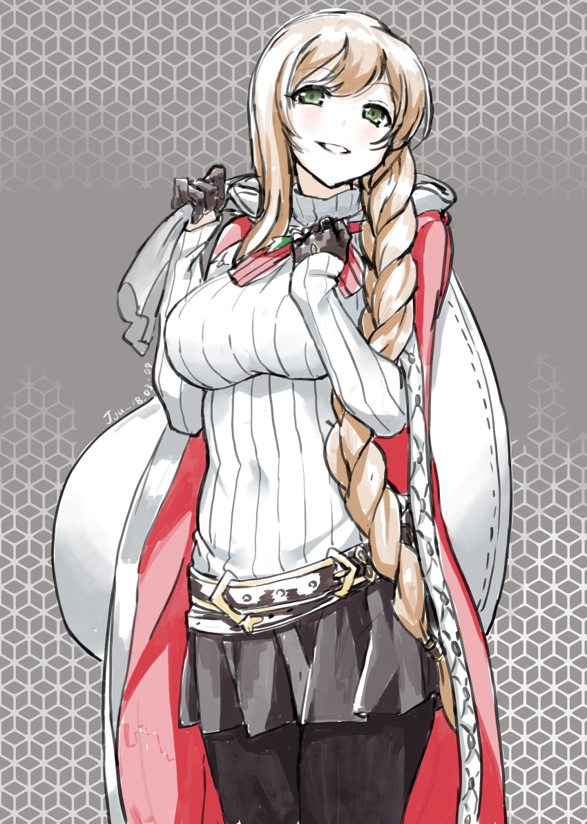 1girl, absurdres, belt, black_gloves, black_skirt, brown_hair, christmas, girls_frontline