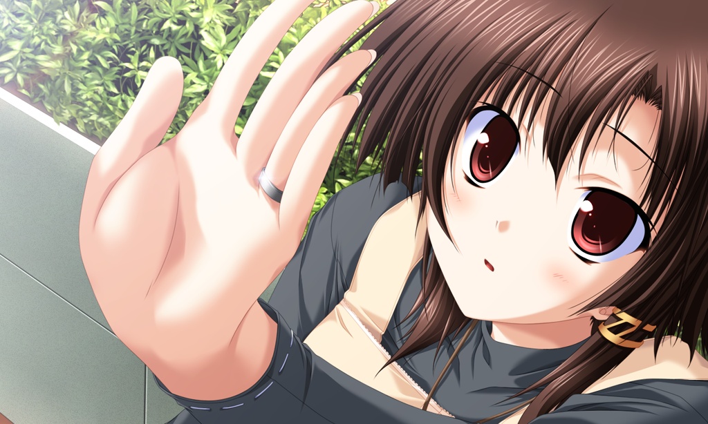 1girl, akiiro_ouka, akiiro_renka, blush, brown_eyes, brown_hair, fingernails, game_cg