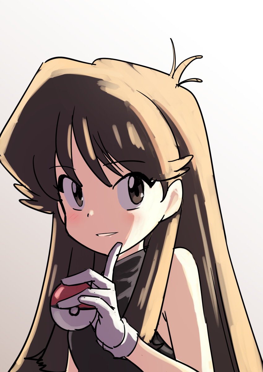 1girl, absurdres, black_dress, brown_eyes, brown_hair, danoso_(the_tanbok), dress, gloves