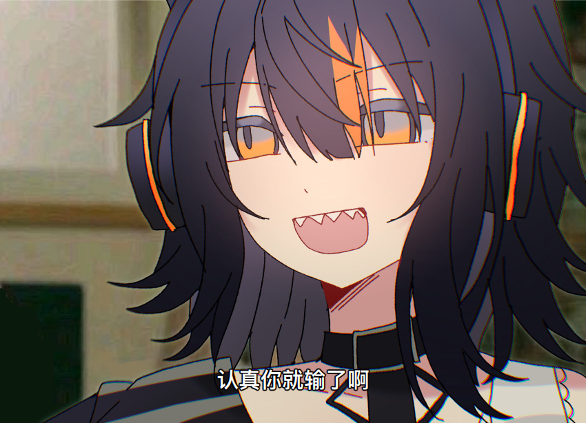 1girl, :d, absurdres, animal_ear_headphones, animal_ears, black_hair, cat_ear_headphones, cat_ears