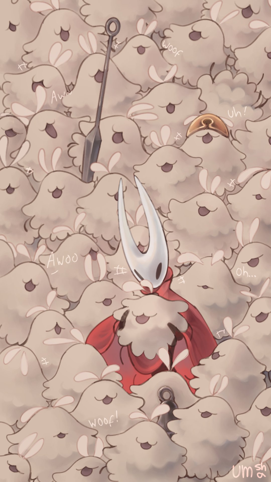 1girl, :3, arthropod_girl, black_eyes, cloak, creature, flea_(hollow_knight), highres