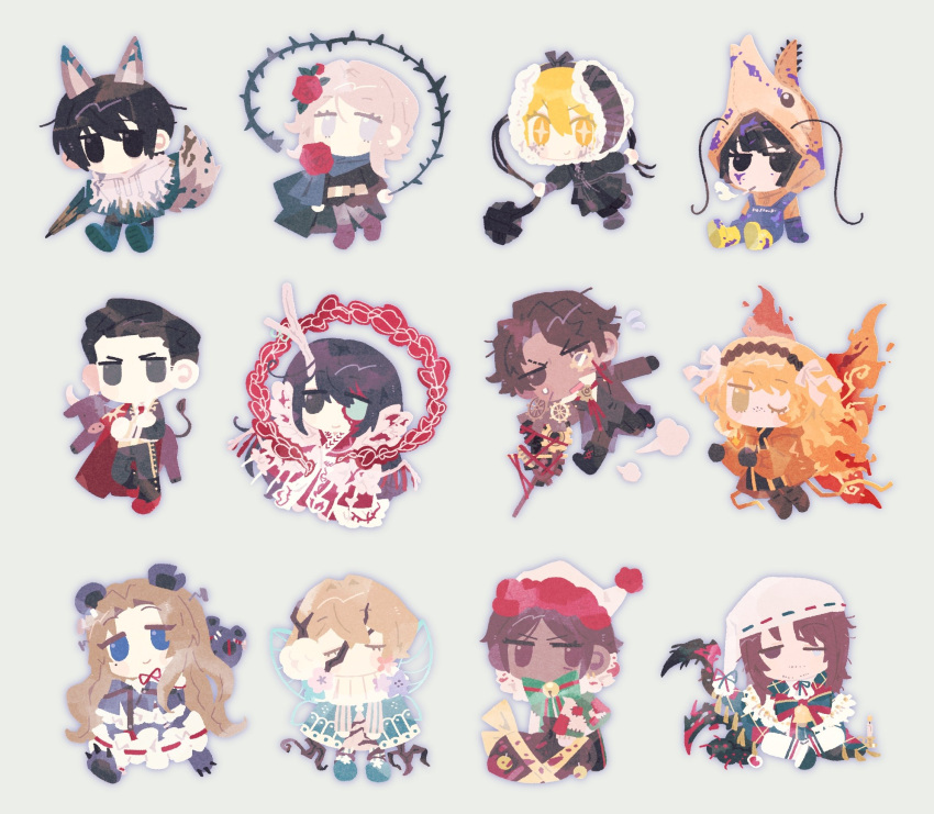 +_+, 6+boys, 6+girls, animal_ears, animal_legs, antler_ring, antlers, aqua_capelet