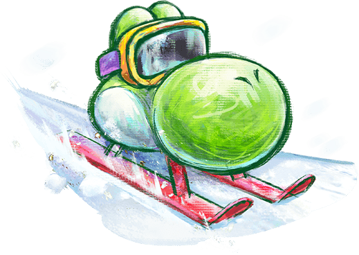 1other, bobsled_yoshi, harada_masamichi, motion_blur, official_art, simple_background, sled, snow