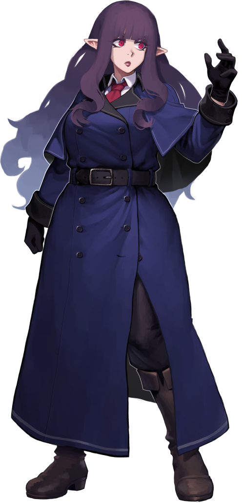 :<, belt, blue_mage_(final_fantasy), blunt_bangs, boots, coat, elf, geejaydraws