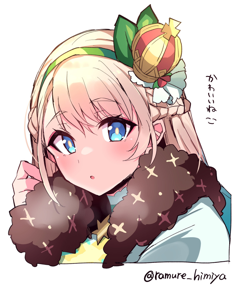 1girl, absurdres, blonde_hair, blue_eyes, blush, braid, crown, eyelashes