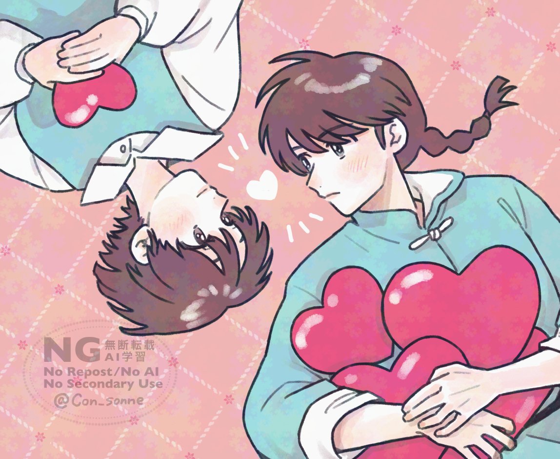 1boy, 1girl, blue_dress, blue_jacket, blush, braid, brown_eyes, brown_hair