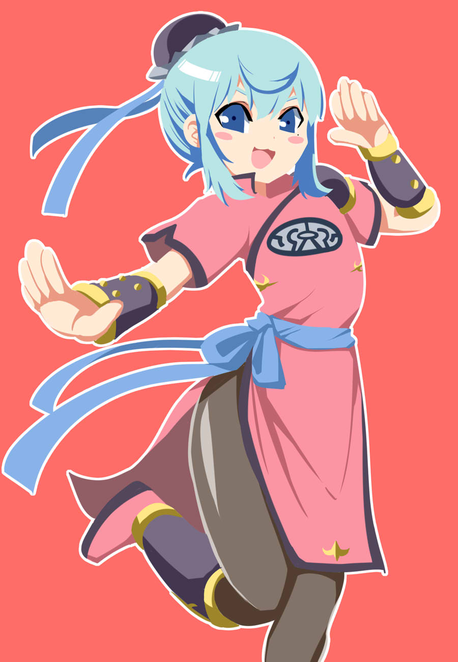 1boy, 2channel, 2channel_(/livejupiter/), aile-kun, blue_eyes, blue_hair, blush_stickers, china_dress