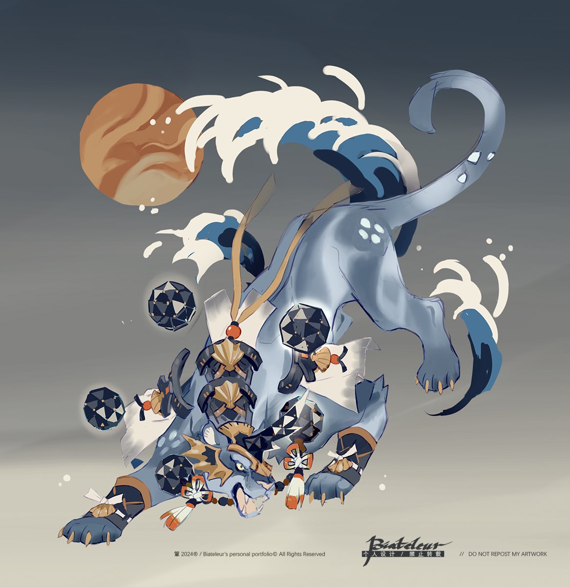 animal, animal_focus, armor, arrow_(projectile), b.i.a, blue_eyes, blue_fur, blue_sclera