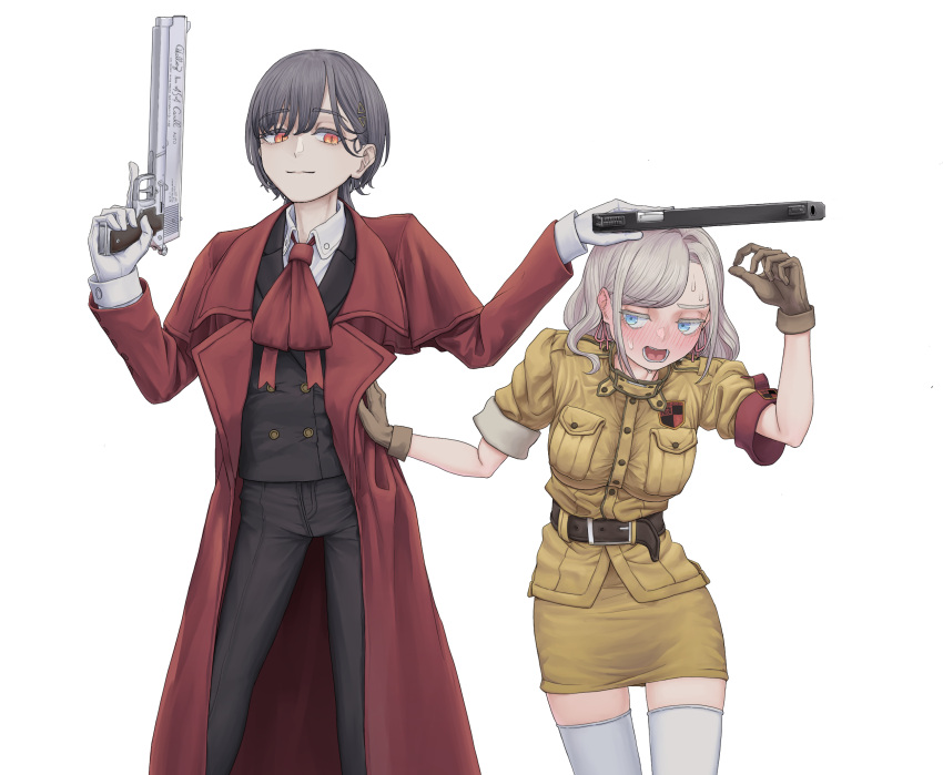 2girls, alucard_(hellsing), alucard_(hellsing)_(cosplay), and_fersent, aviator_sunglasses, black_coat, black_pants, black_vest