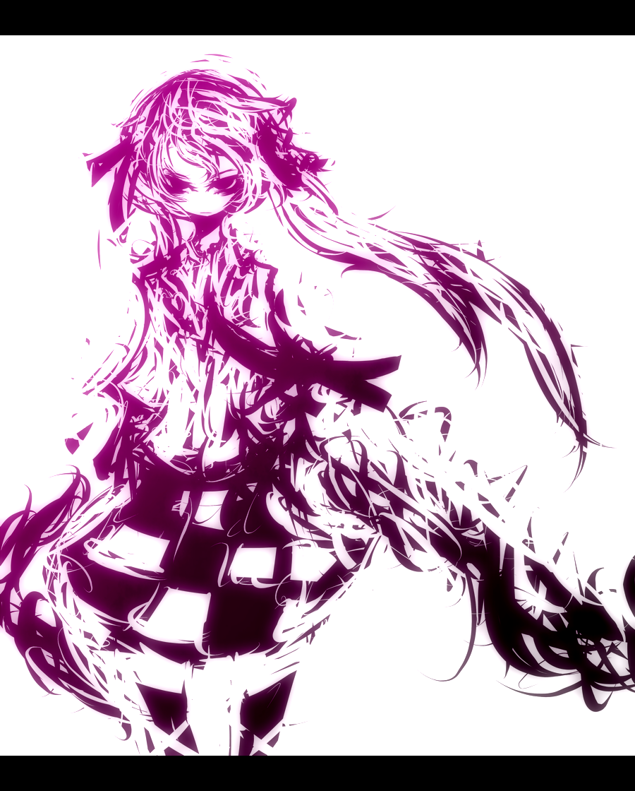 bad_id, f7(eiki), himekaidou_hatate, long_hair, monochrome, skirt, solo, touhou
