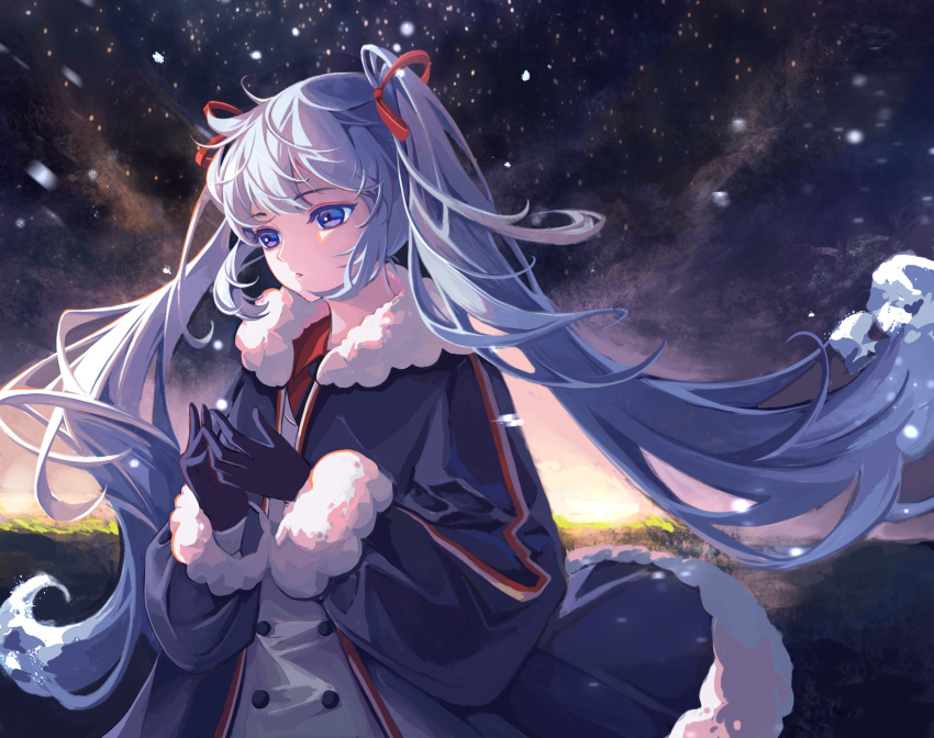 1girl, aqua_hair, black_gloves, black_necktie, blue_eyes, buttons, coat, collared_shirt