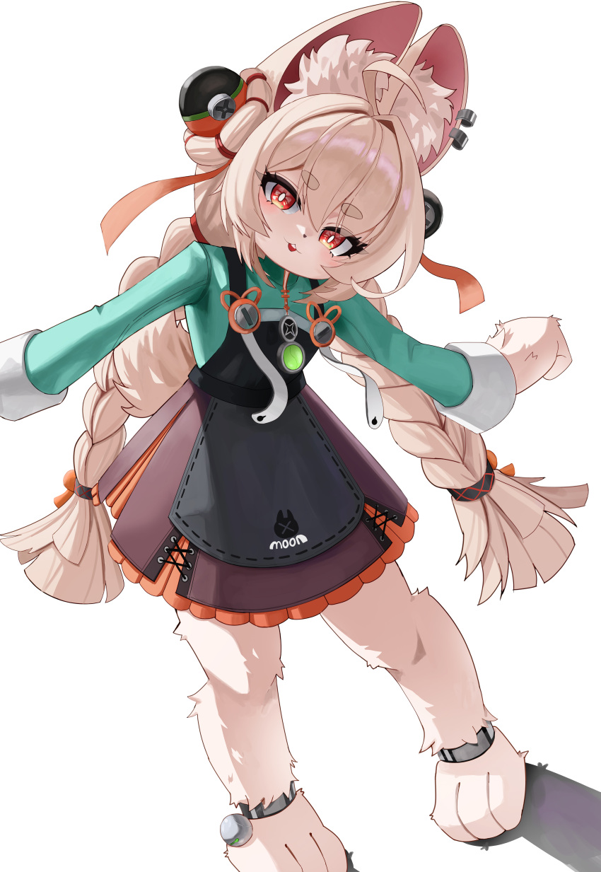 1girl, absurdres, accessories, animal_ear_fluff, animal_ears, arms_at_sides, black_dress, bright_pupils