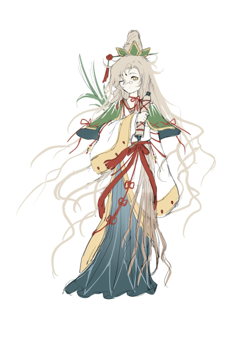 1girl, aeginflash, blonde_hair, blue_skirt, cape, capelet, check_gender, check_hairstyle