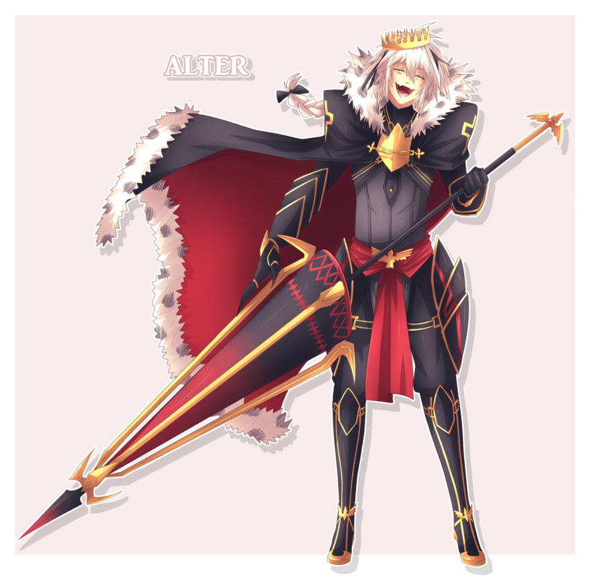 1boy, alter_servant, astolfo_(fate), black_cape, black_hair, braid, cape, crown