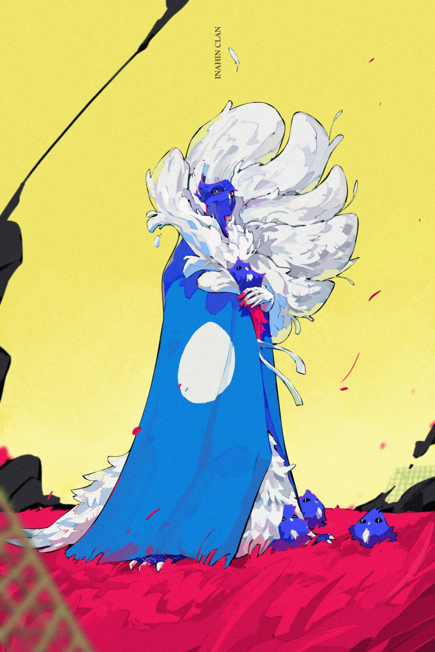 1other, baby_animal, bird, blue_feathers, chick, colored_skin, feathers, highres