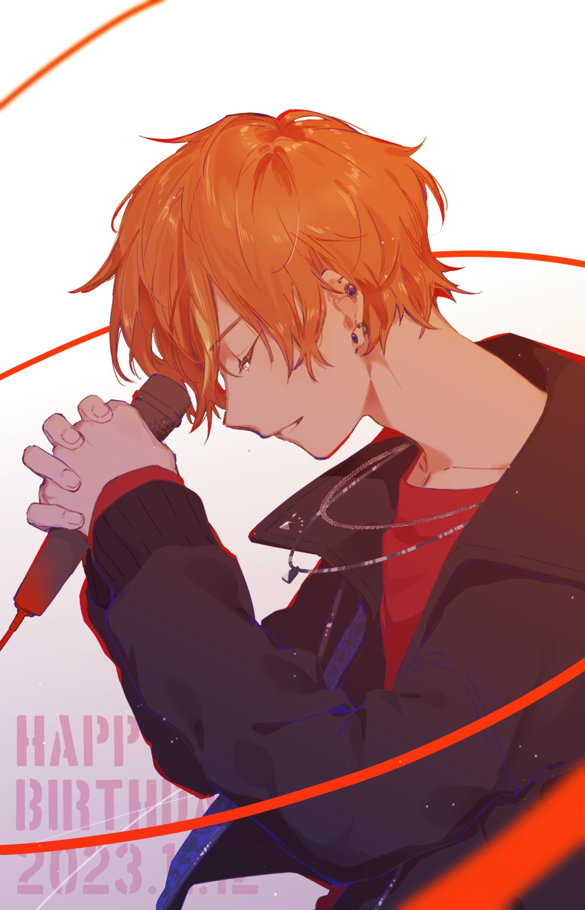 1boy, absurdres, closed_eyes, dated, ear_piercing, find_a_way_out_(project_sekai), fingernails, from_side