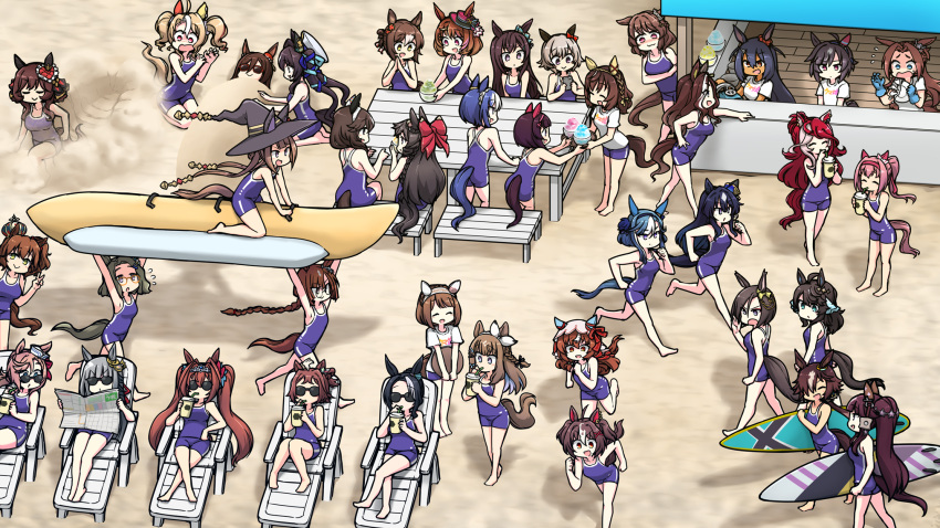 6+girls, :>, :3, admire_groove_(umamusume), ahoge, air_groove_(umamusume), air_messiah_(umamusume), almond_eye_(umamusume)