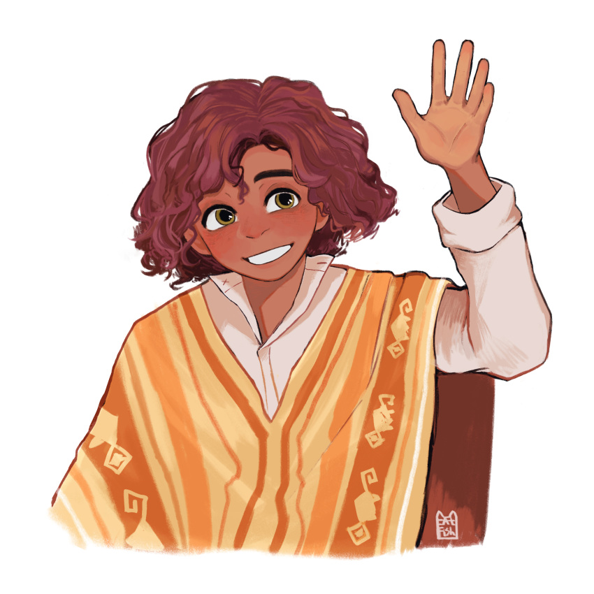 1boy, afro, brown_eyes, brown_hair, camilo_madrigal, catfish_(pixiv_28197383), colombian_clothes, curly_hair